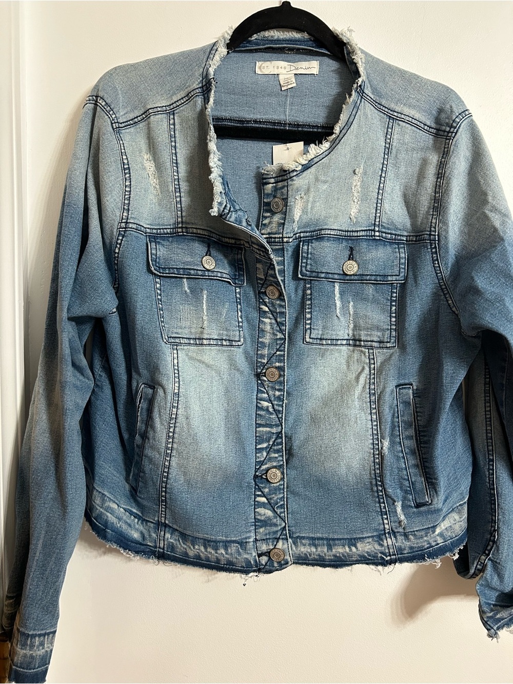 Cato Light Blue Distressed Denim Jacket